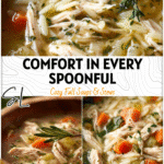 Bowl of Lemon Herb Chicken Orzo Soup with shredded chicken and vegetables in a light broth for Crockpot Sick Meals.